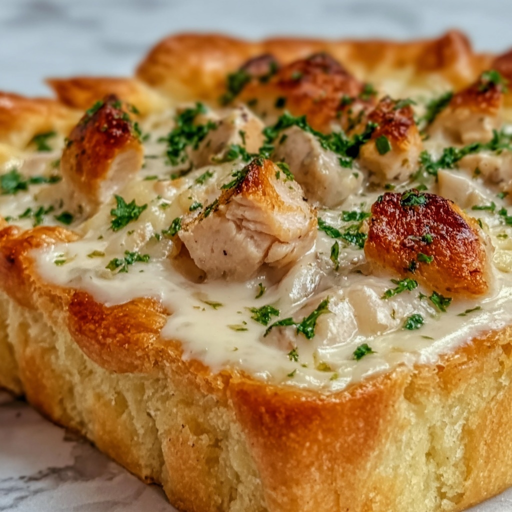 Chicken Alfredo Garlic Bread Bowls Recipe - Recipe Image