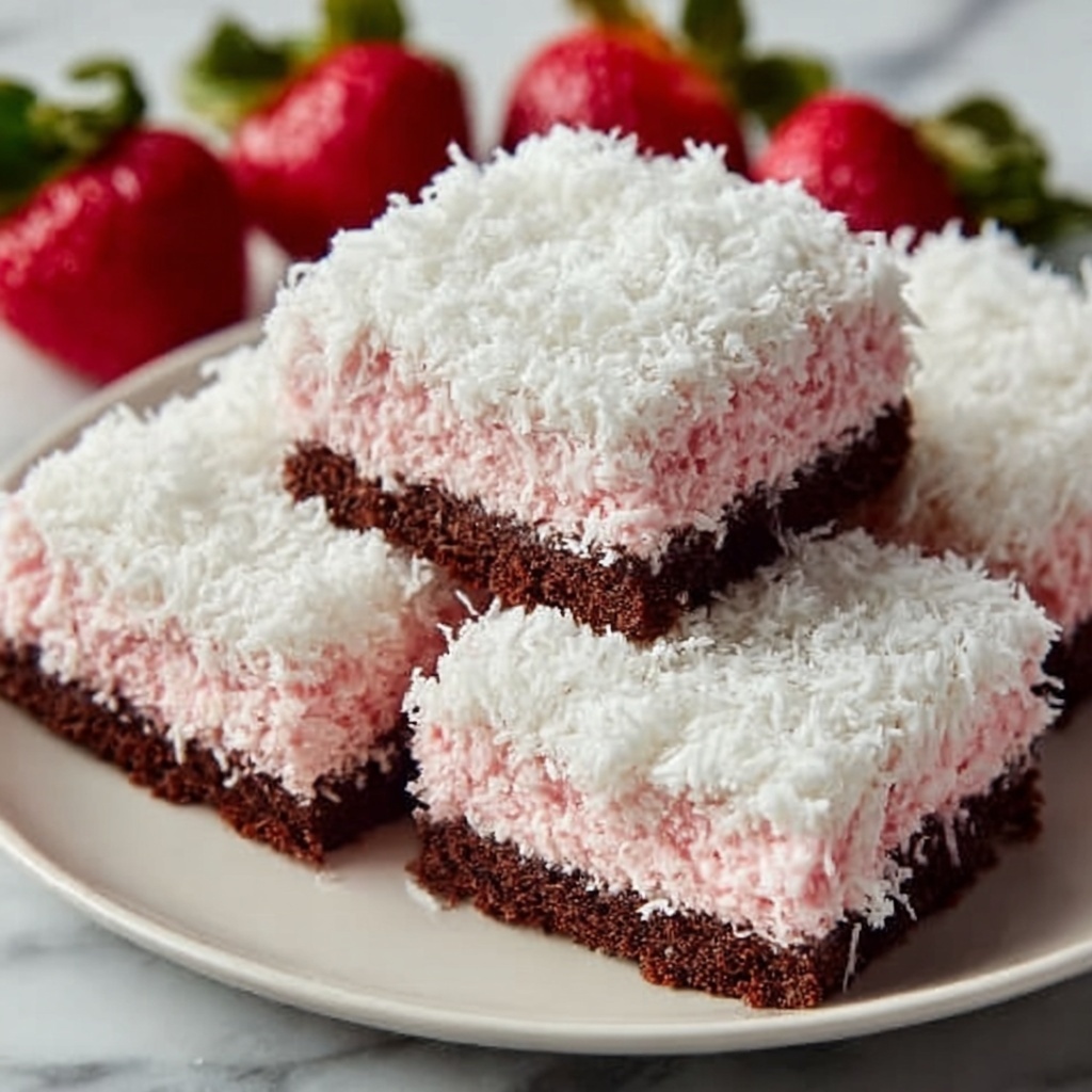 Pink Coconut Snowball Cake Bars Recipe - Recipe Image