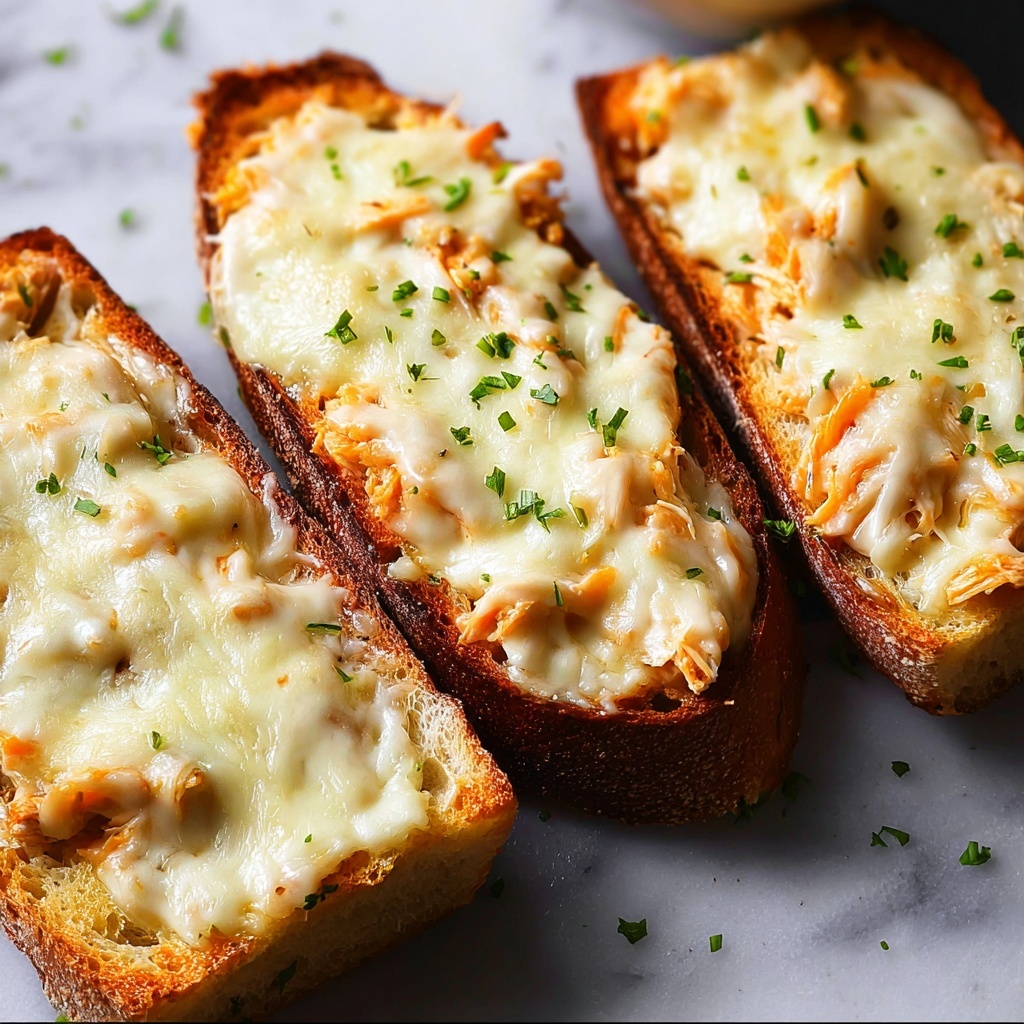 Creamy Chicken Alfredo Garlic Bread Recipe - Recipe Image