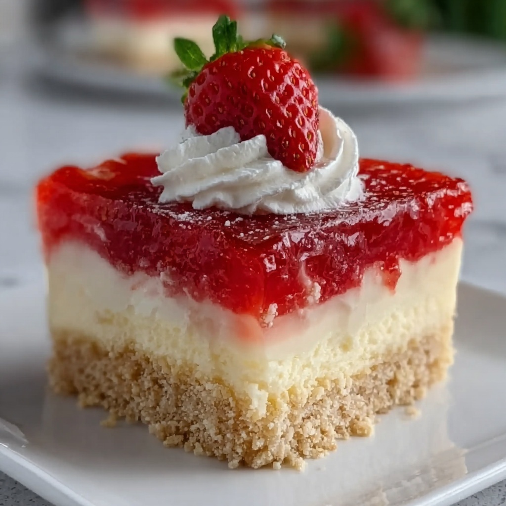 Heavenly Strawberry Shortcake Cheesecake Bars Recipe - Recipe Image