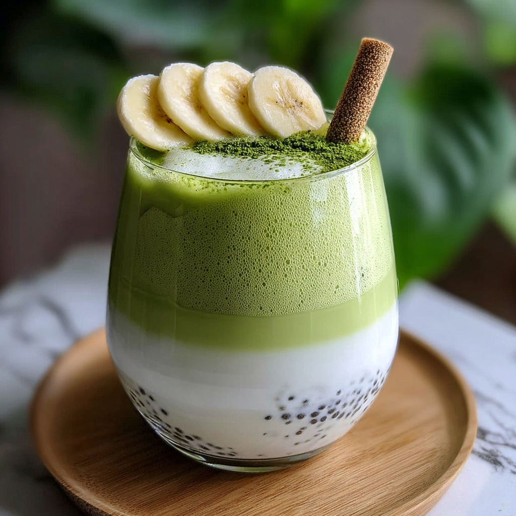 Creamy Easy Banana Matcha Latte Recipe - Recipe Image