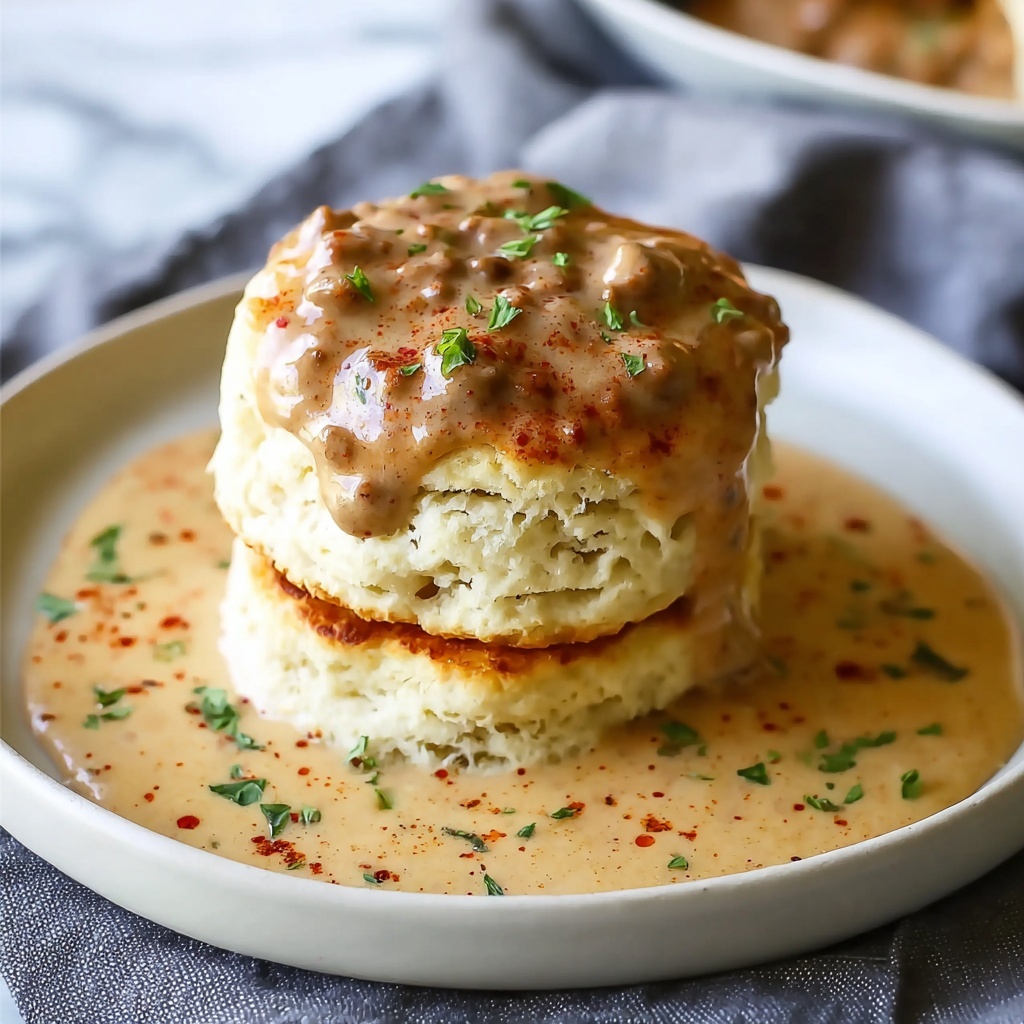 Biscuits and Chorizo Gravy: A Comforting Breakfast Twist Recipe - Recipe Image