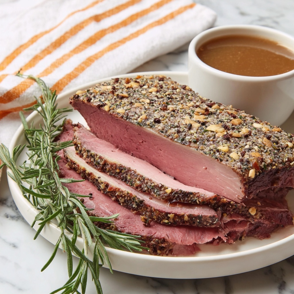 Herb Crusted Sirloin Tip Roast with Fennel Brown Gravy Recipe - Recipe Image
