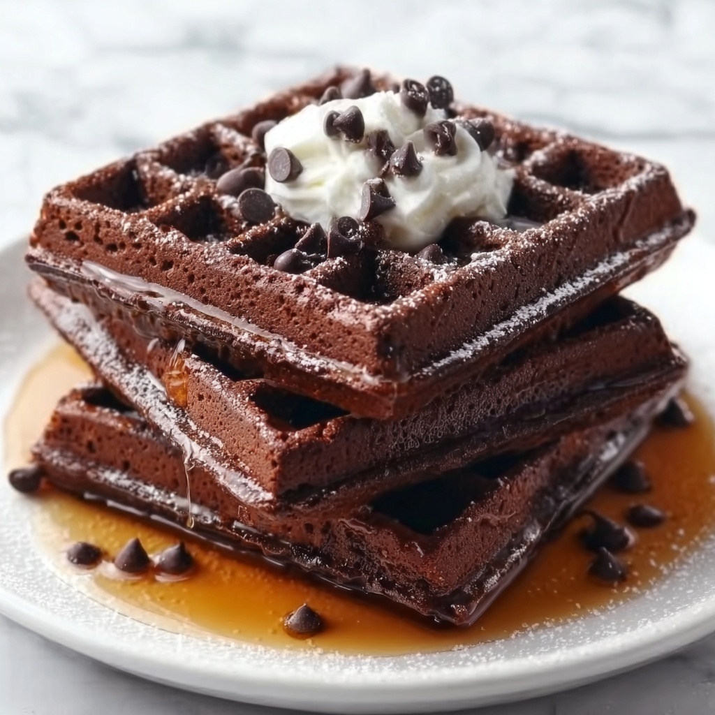 Fudgy Chocolate Brownie Waffles Recipe - Recipe Image