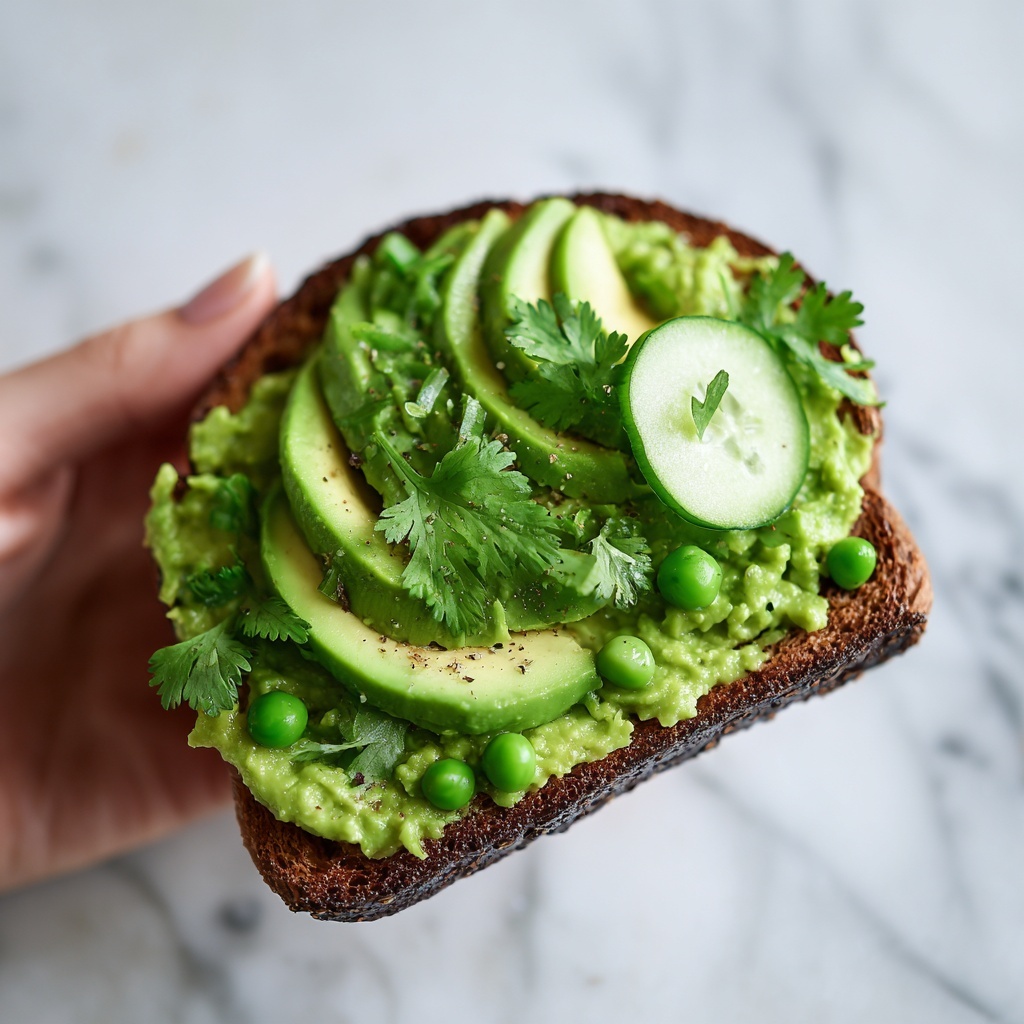 Smashed Cucumber Toast with Artichoke Edamame Spread Recipe - Recipe Image
