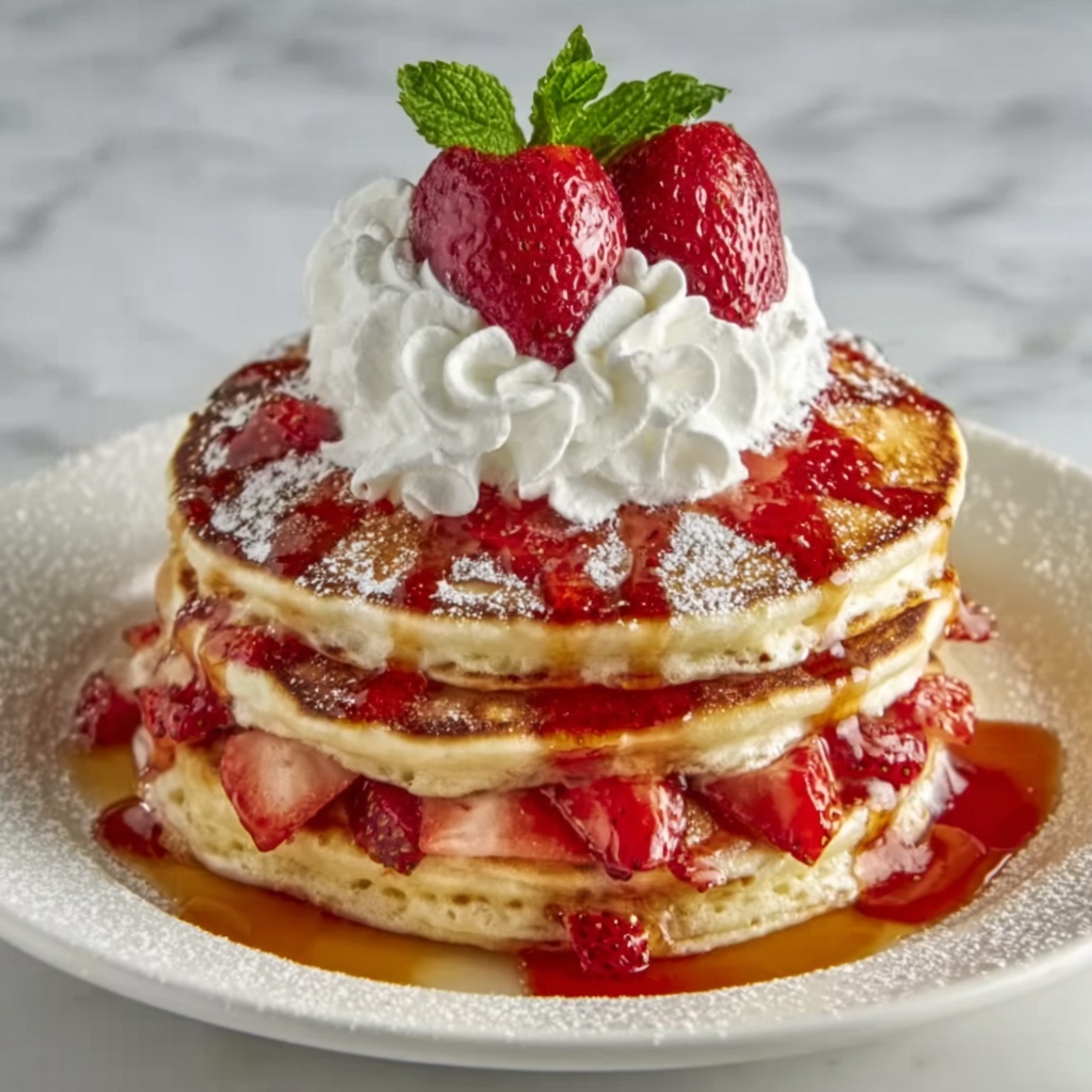 Fluffy Strawberry Cheesecake Pancakes Recipe - Recipe Image