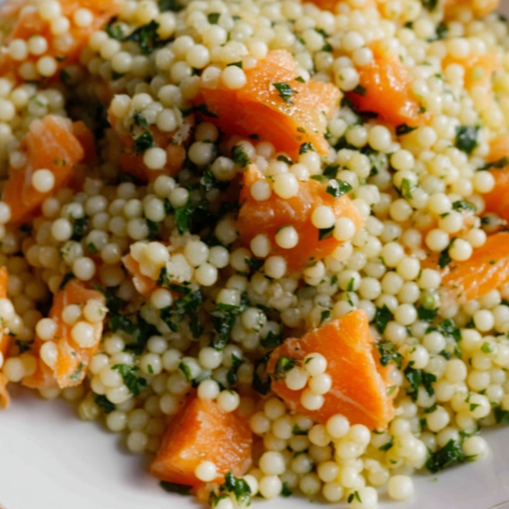 Herbed Pearl Couscous and Salmon Recipe - Recipe Image