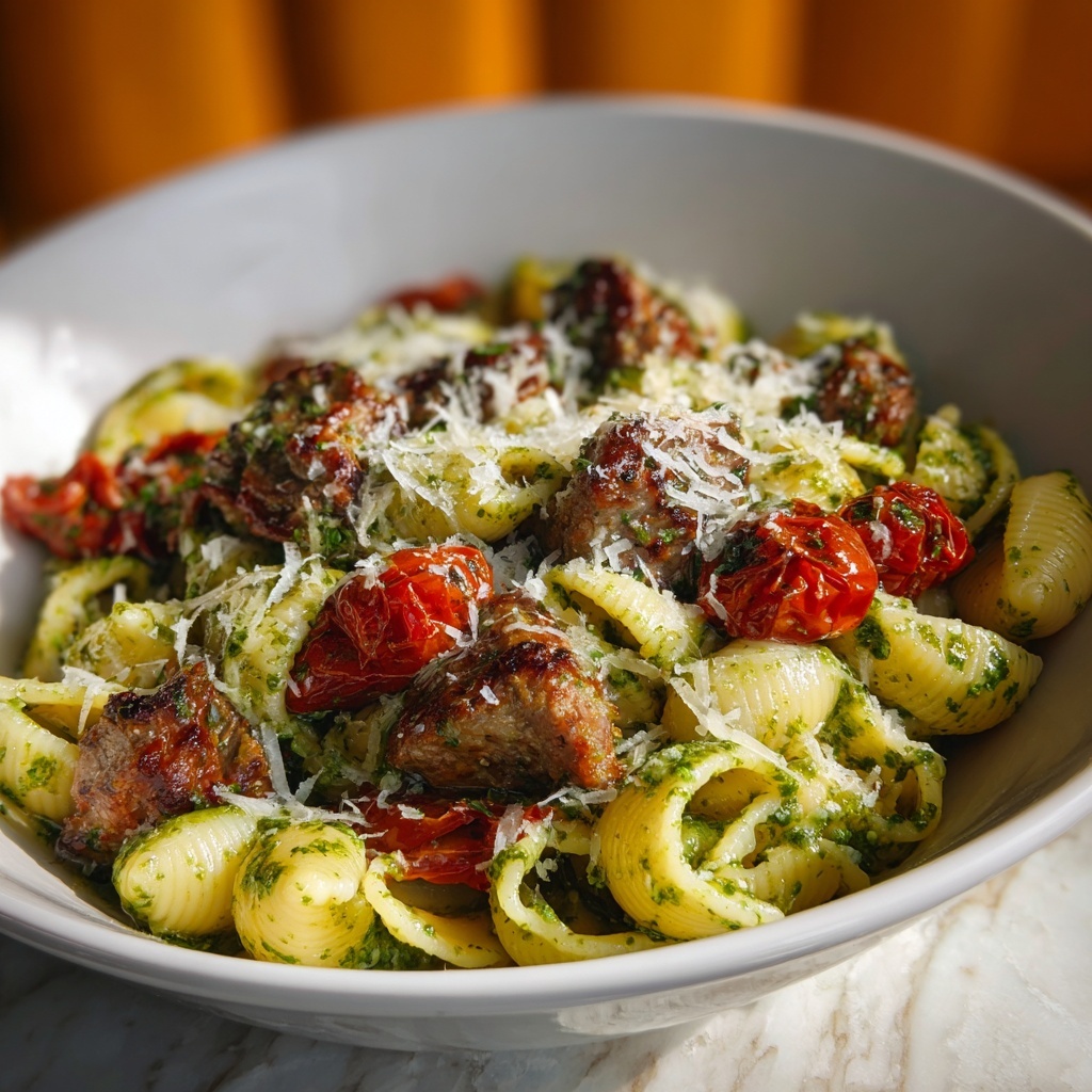 Easy Sausage Pesto Pasta for Weeknight Dinners Recipe - Recipe Image