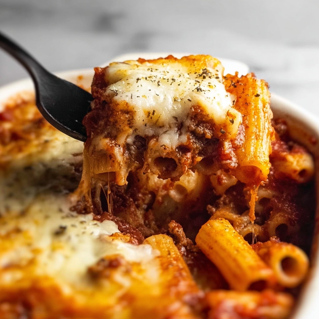 Three Cheese Baked Ziti: An Incredible Ultimate Comforting Delight Recipe - Recipe Image