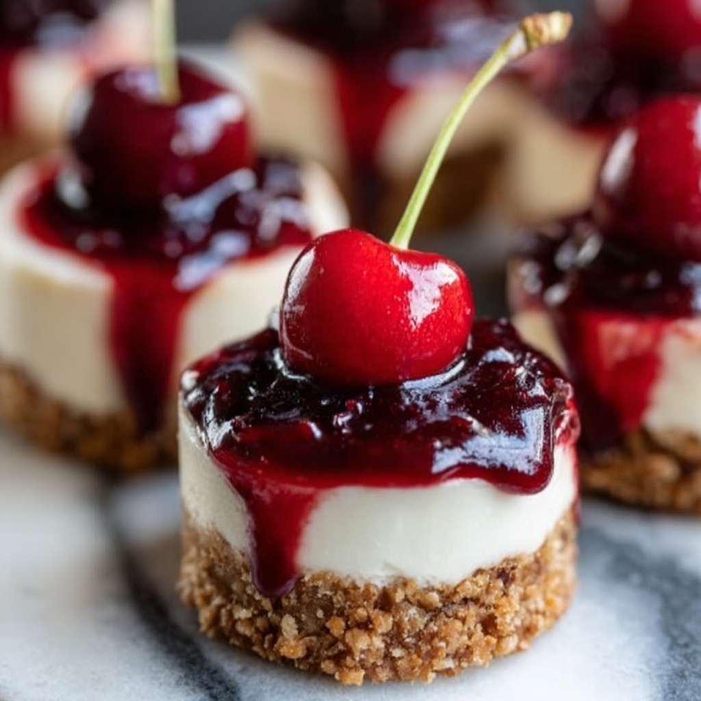 Mini Cherry Cheesecake Bites Recipe - Recipe Image