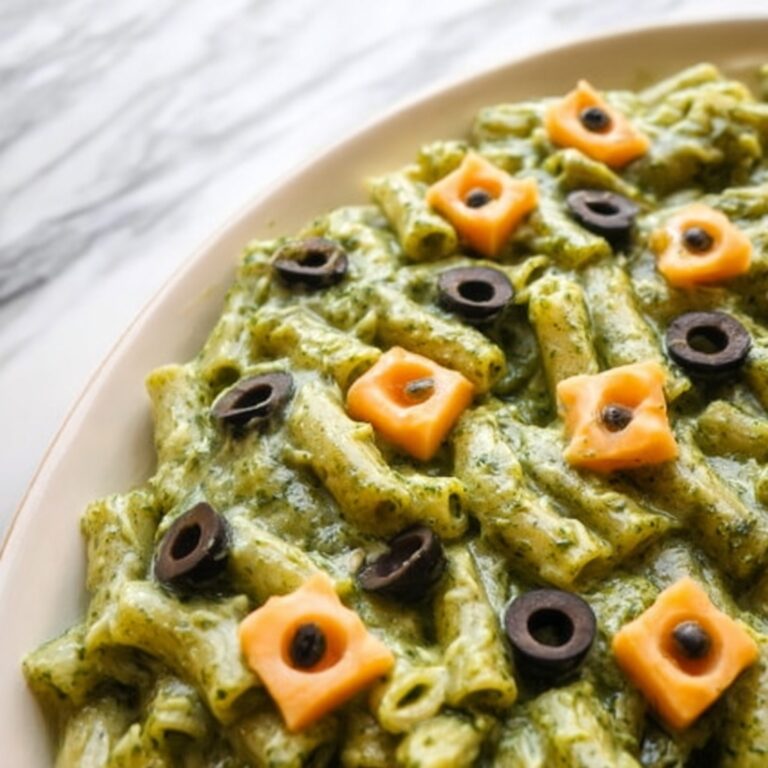 Halloween Green Mac and Cheese with Spooky Eyeballs Recipe