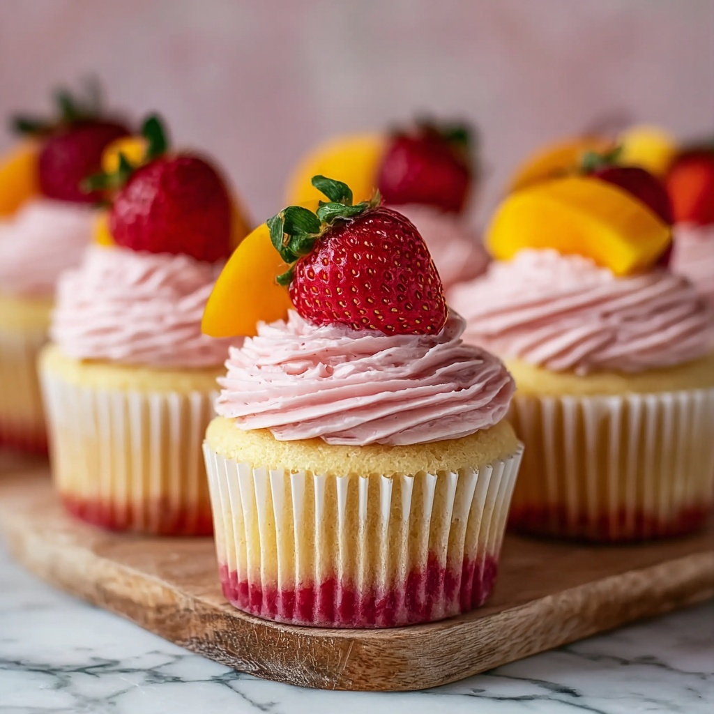 Mango Strawberry Sunset Cupcakes Recipe - Recipe Image