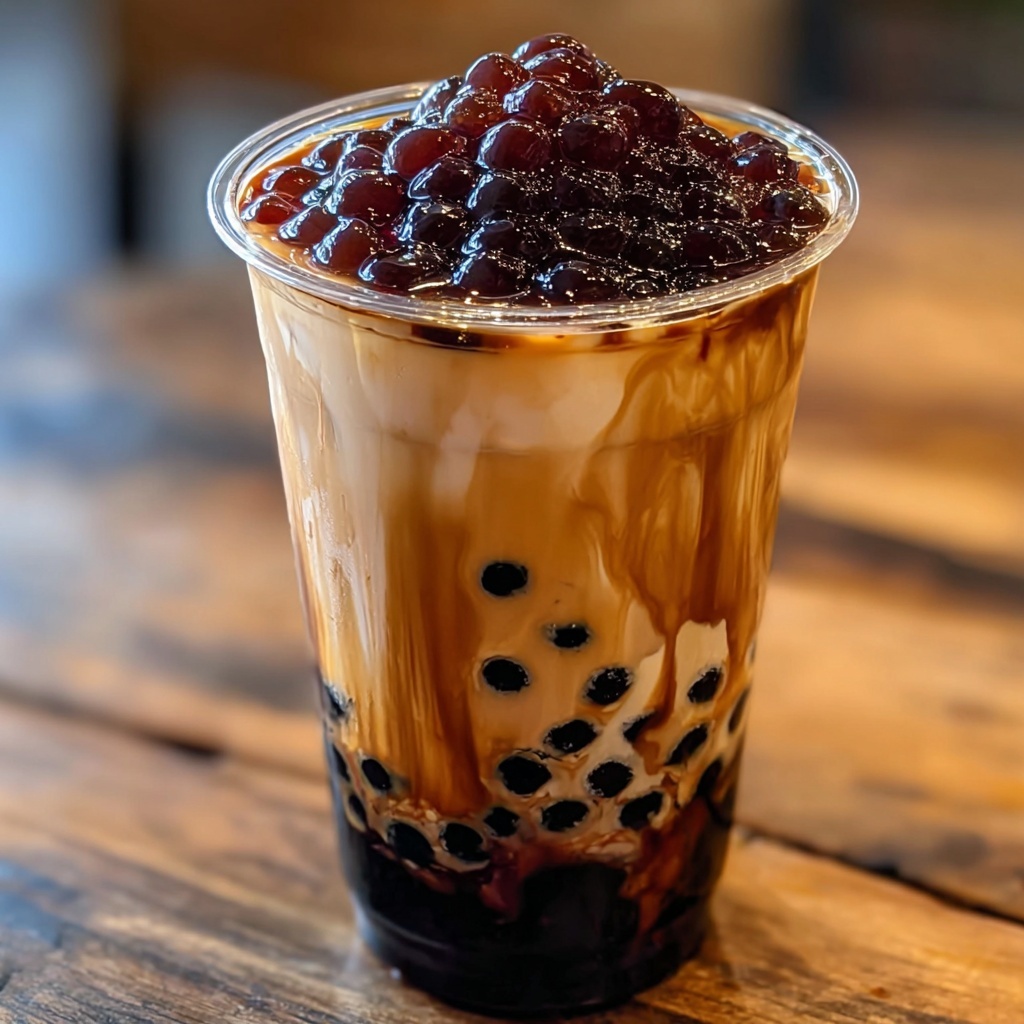 Cozy Red Bean & Black Sesame Milk Tea for Refreshing Sips Recipe - Recipe Image