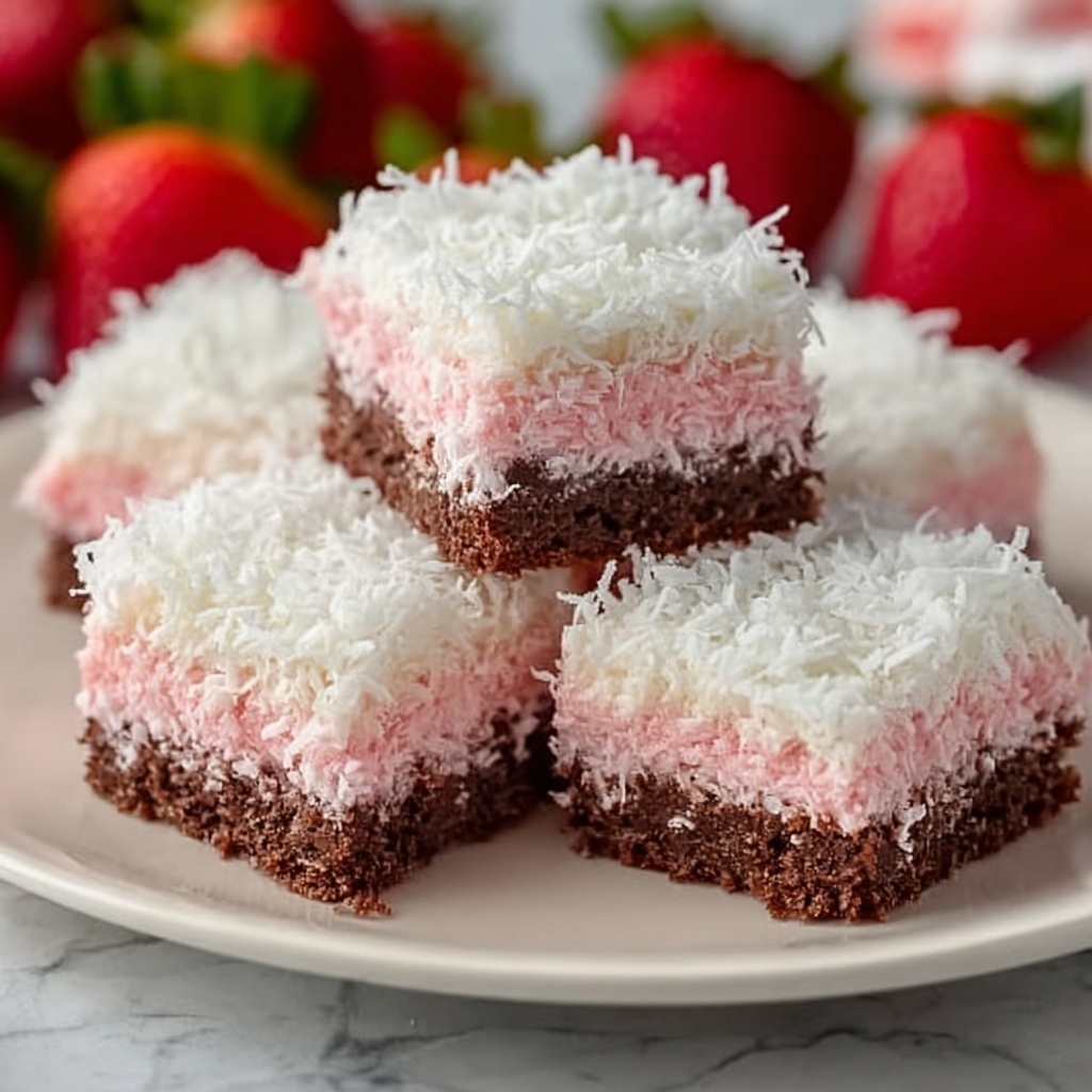 Pink Coconut Snowball Cake Bars Recipe - Recipe Image