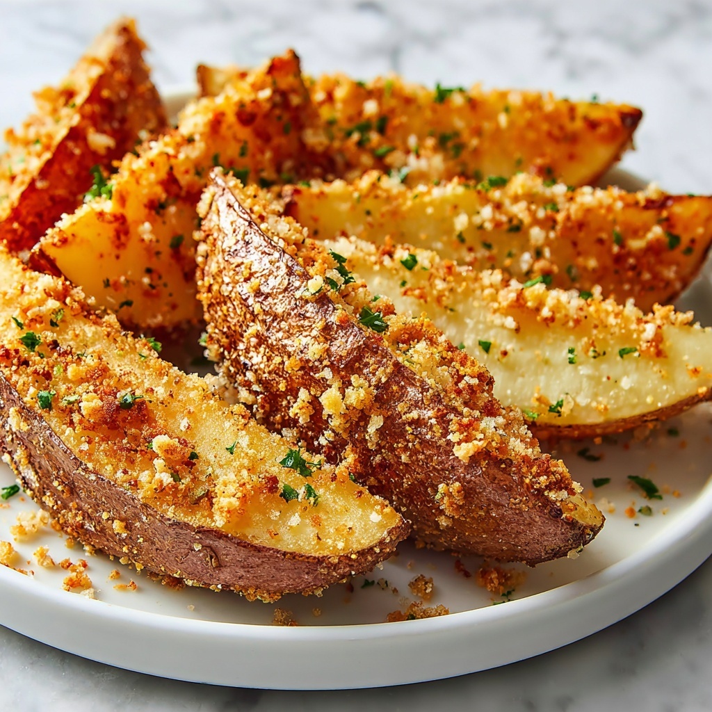 Baked Garlic Parmesan Potato Wedges Recipe - Recipe Image