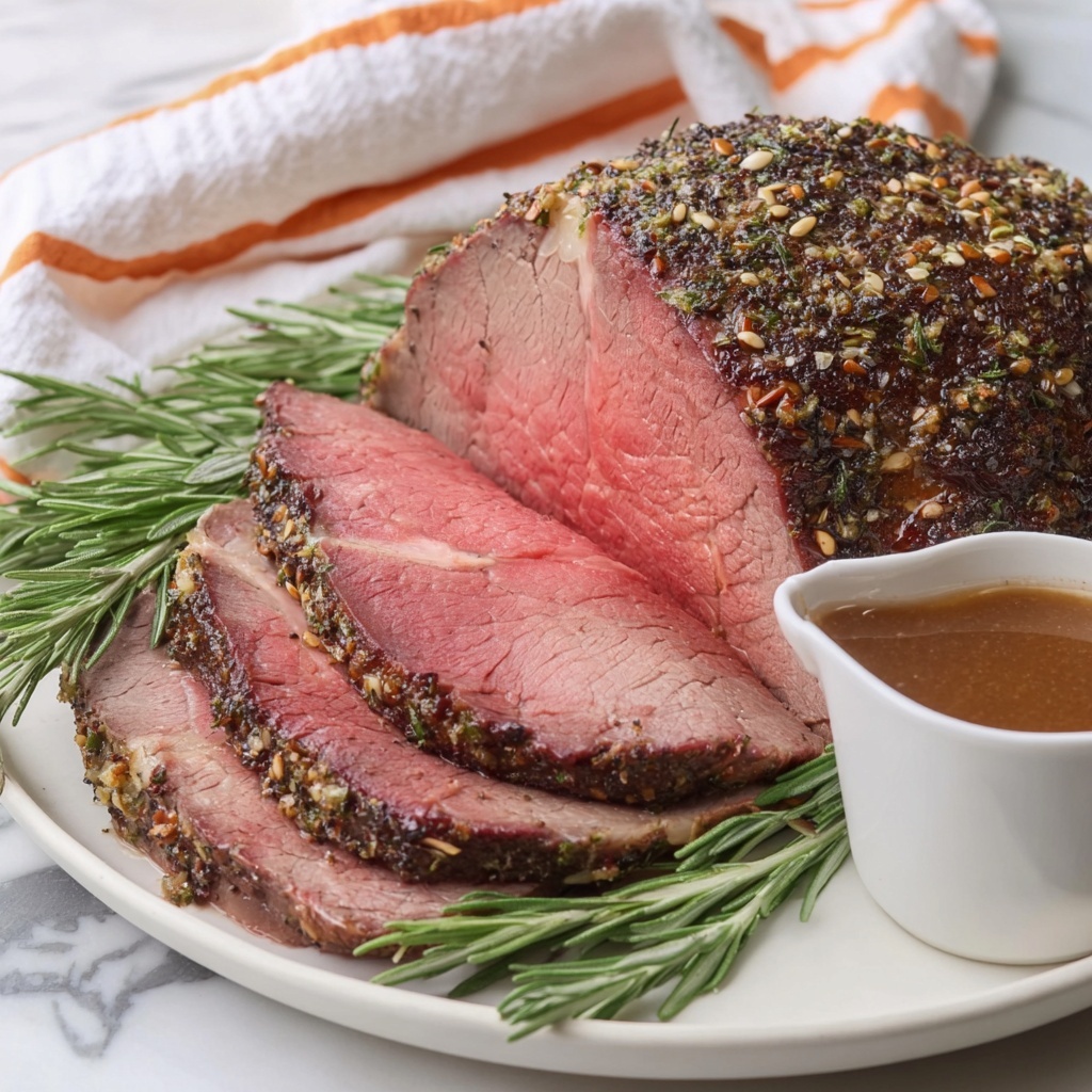 Herb Crusted Sirloin Tip Roast with Fennel Brown Gravy Recipe - Recipe Image