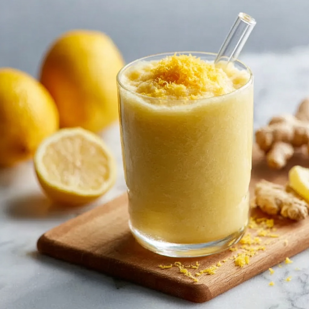 Fresh Lemon Ginger Detoxifying Smoothie Recipe - Recipe Image