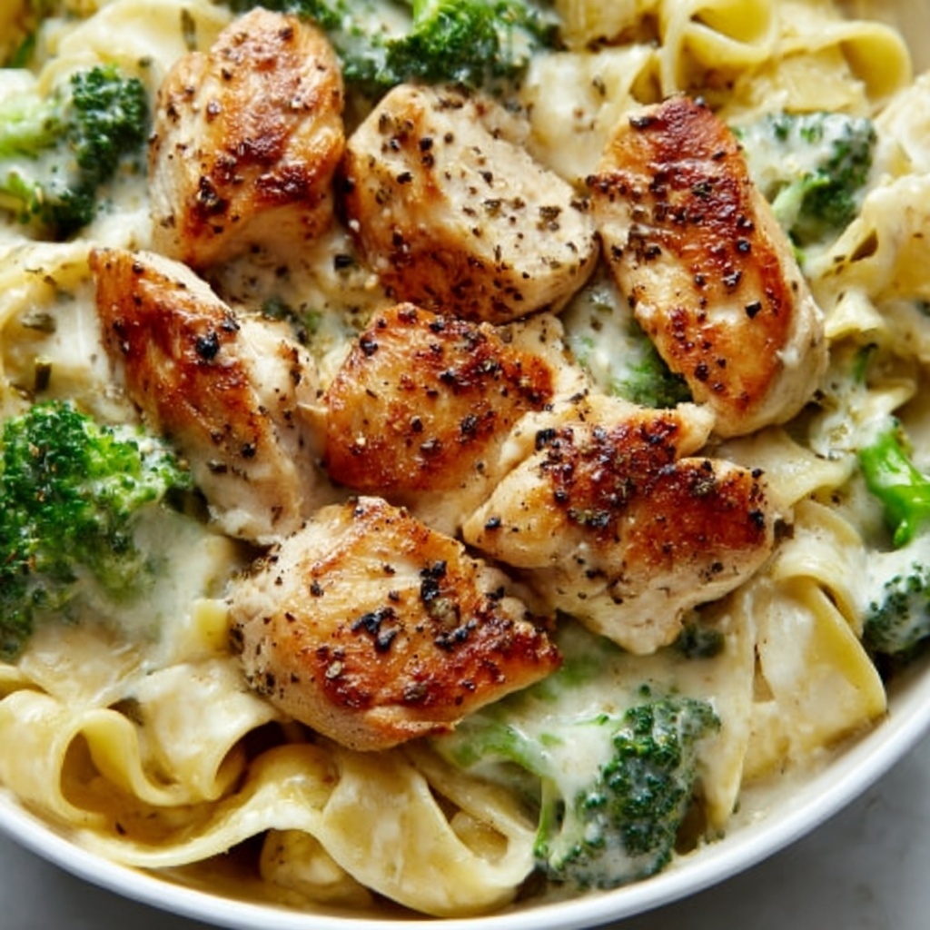 Creamy Chicken and Broccoli Alfredo Fettuccine Recipe - Recipe Image