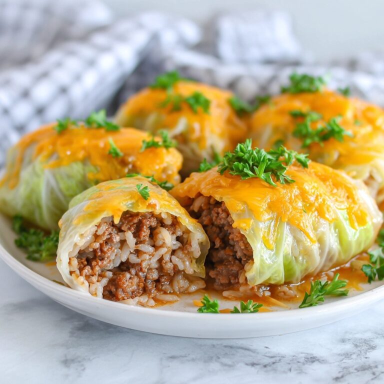 Chicken and Rice Stuffed Cabbage Rolls with Creamy Tomato Sauce Recipe