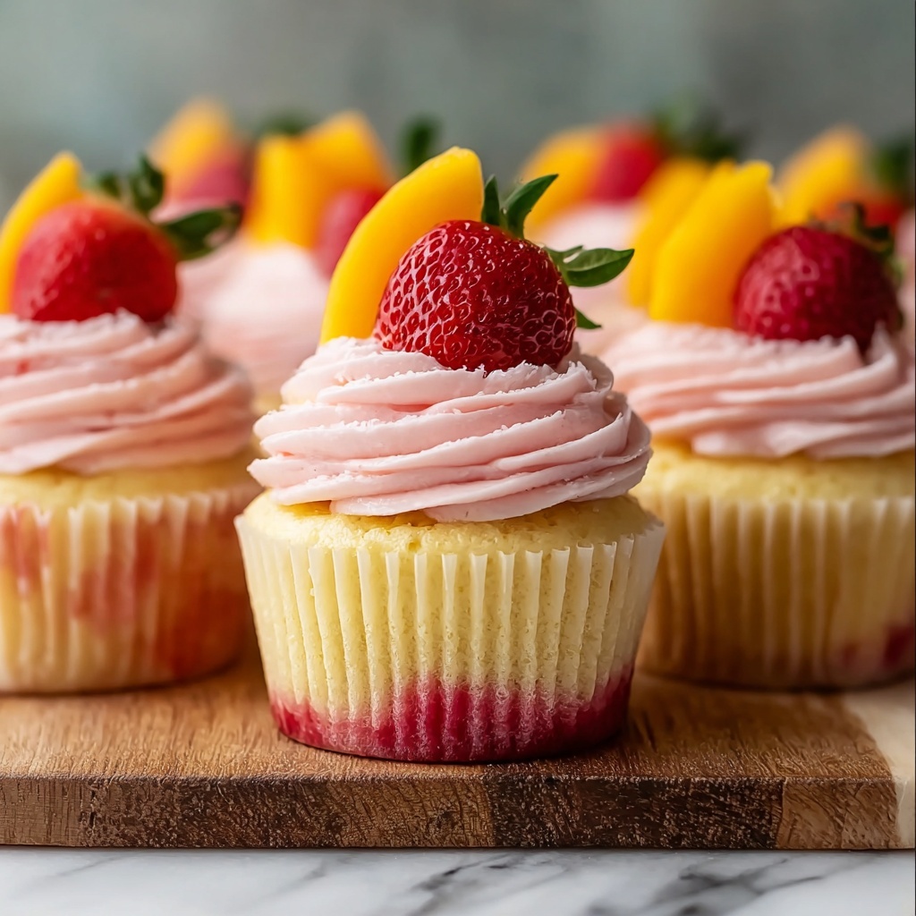Mango Strawberry Sunset Cupcakes Recipe - Recipe Image
