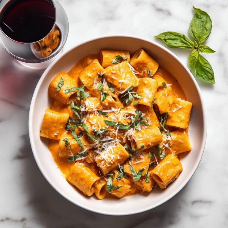 Tomato Garlic Pasta with Creamy Basil Sauce Recipe