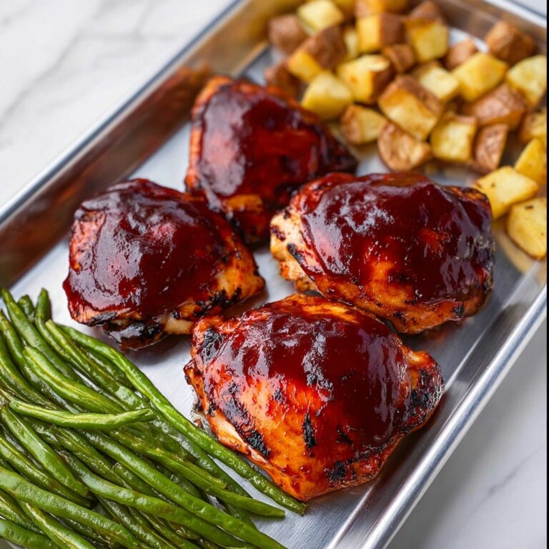 Sheet Pan BBQ Chicken, Potatoes, and Green Beans Recipe