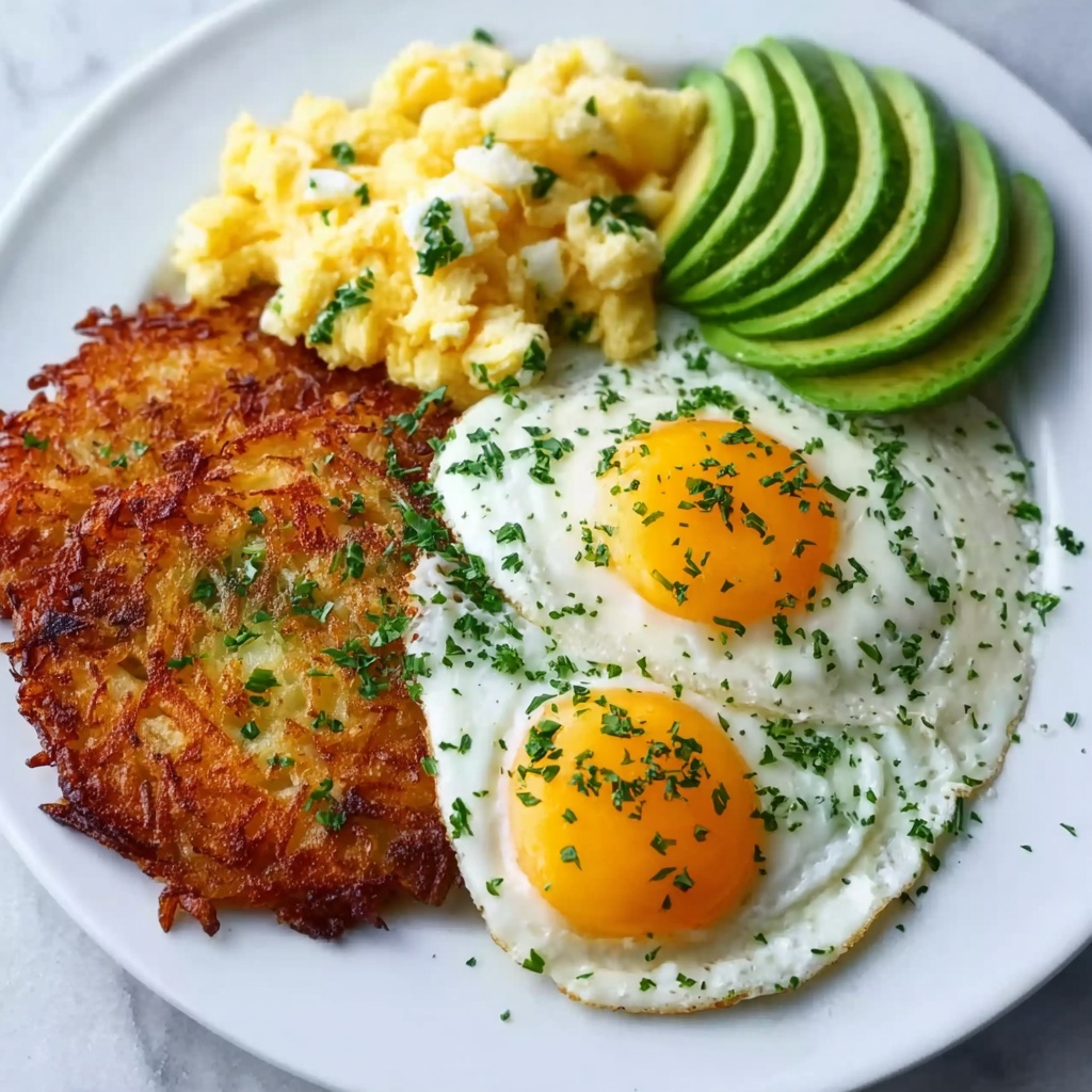 Loaded Hash Browns with Scrambled Eggs and Fresh Toppings Recipe - Recipe Image