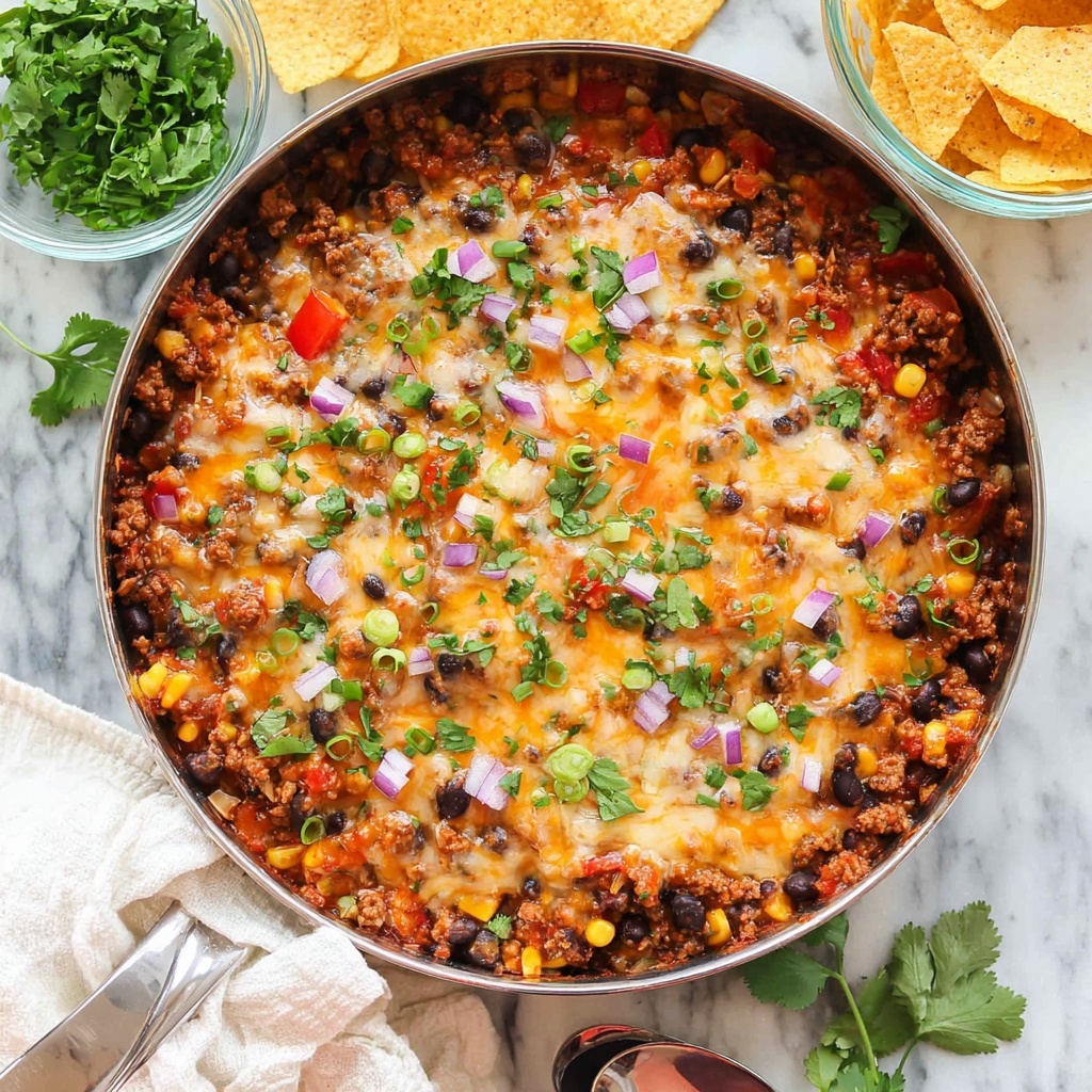 Cheesy Turkey Rice Taco Skillet Recipe - Recipe Image