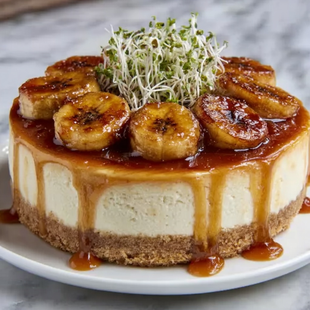 Caramelized Banana Cheesecake with Rum Glaze Recipe - Recipe Image