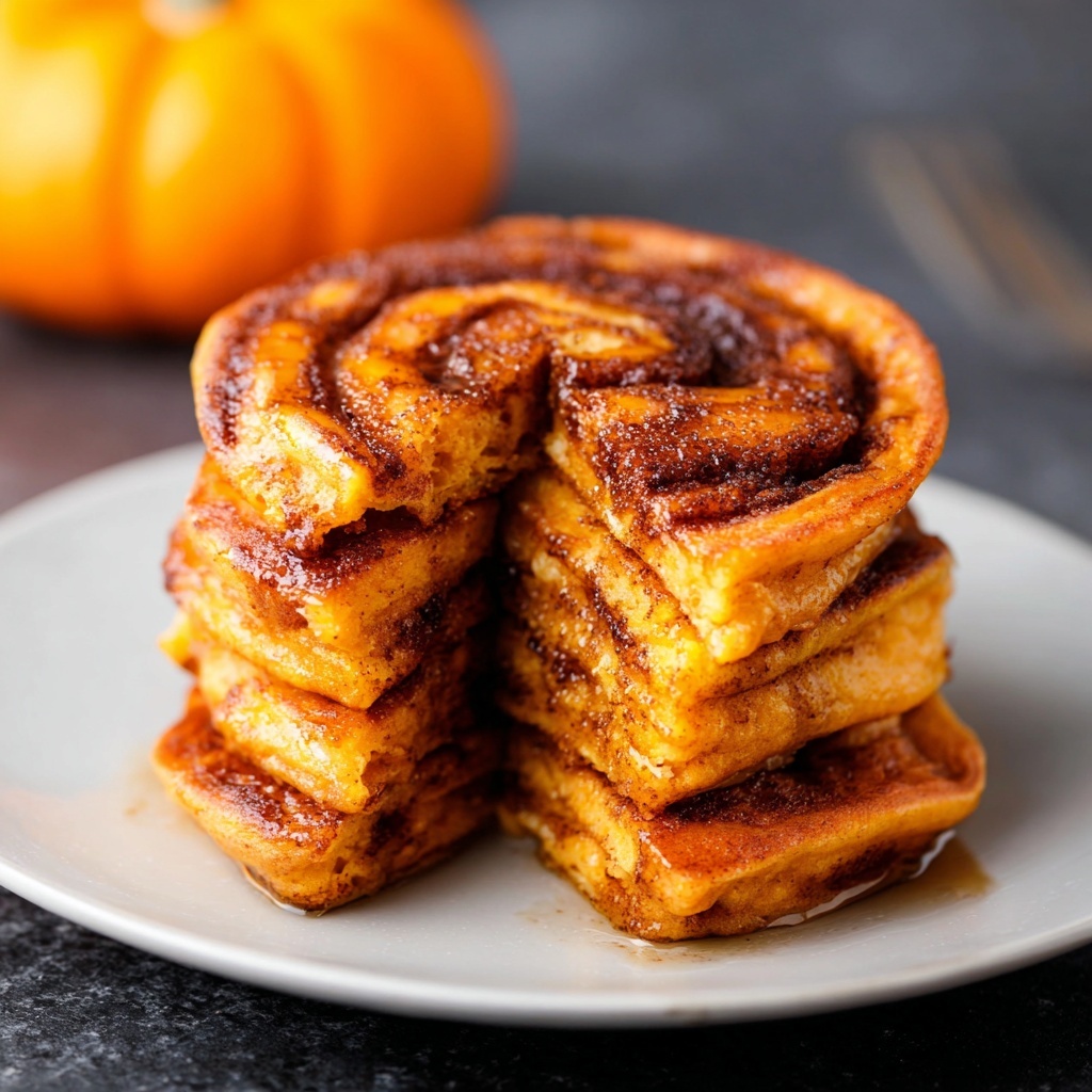 Pumpkin Cinnamon Roll Pancakes with Cream Cheese Glaze Recipe - Recipe Image