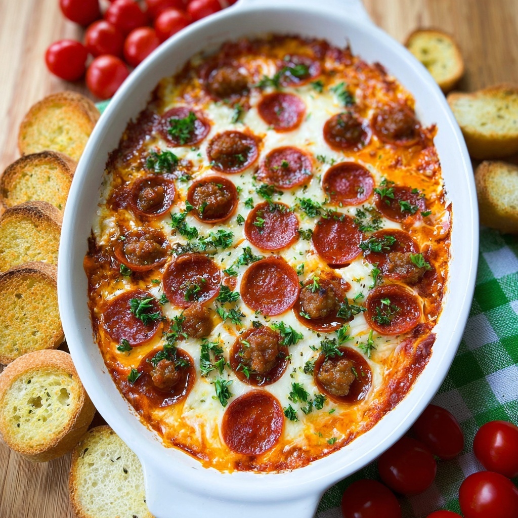 Hot Honey Pepperoni and Sausage Pizza Dip Recipe - Recipe Image